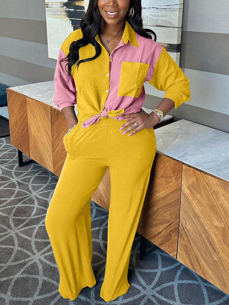 Casual Colorblock Set Yellow / XL