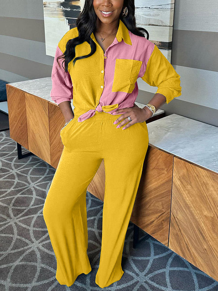 Casual Colorblock Set Yellow / XL