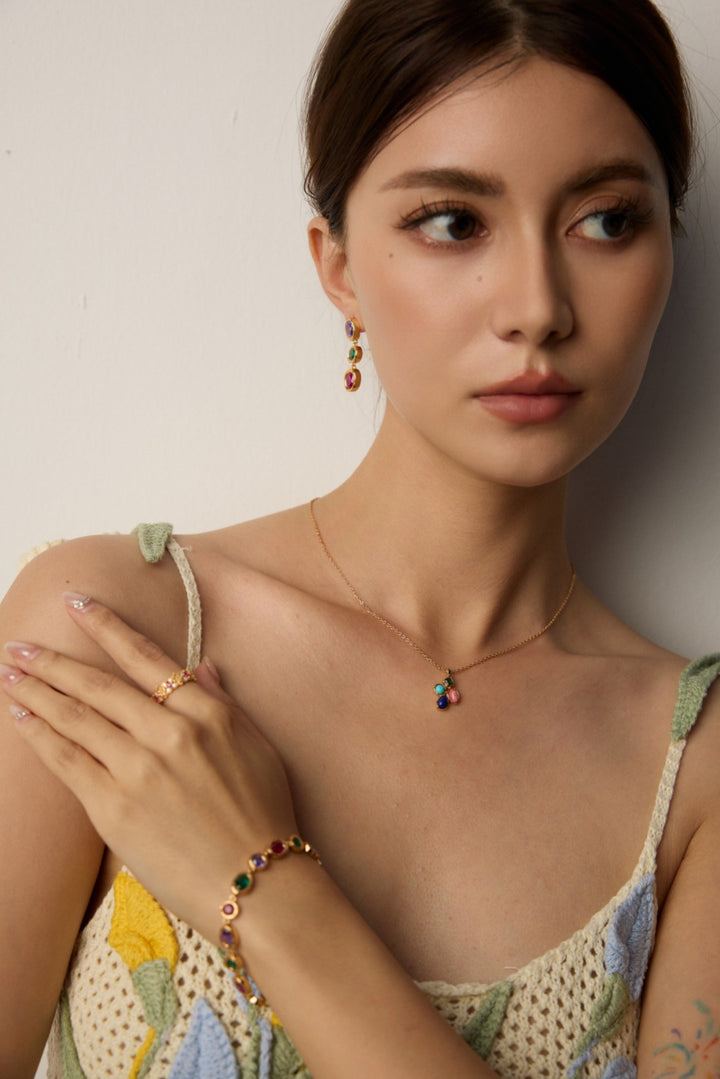 Colorful Zirconia Palace Collection Bracelet Earrings