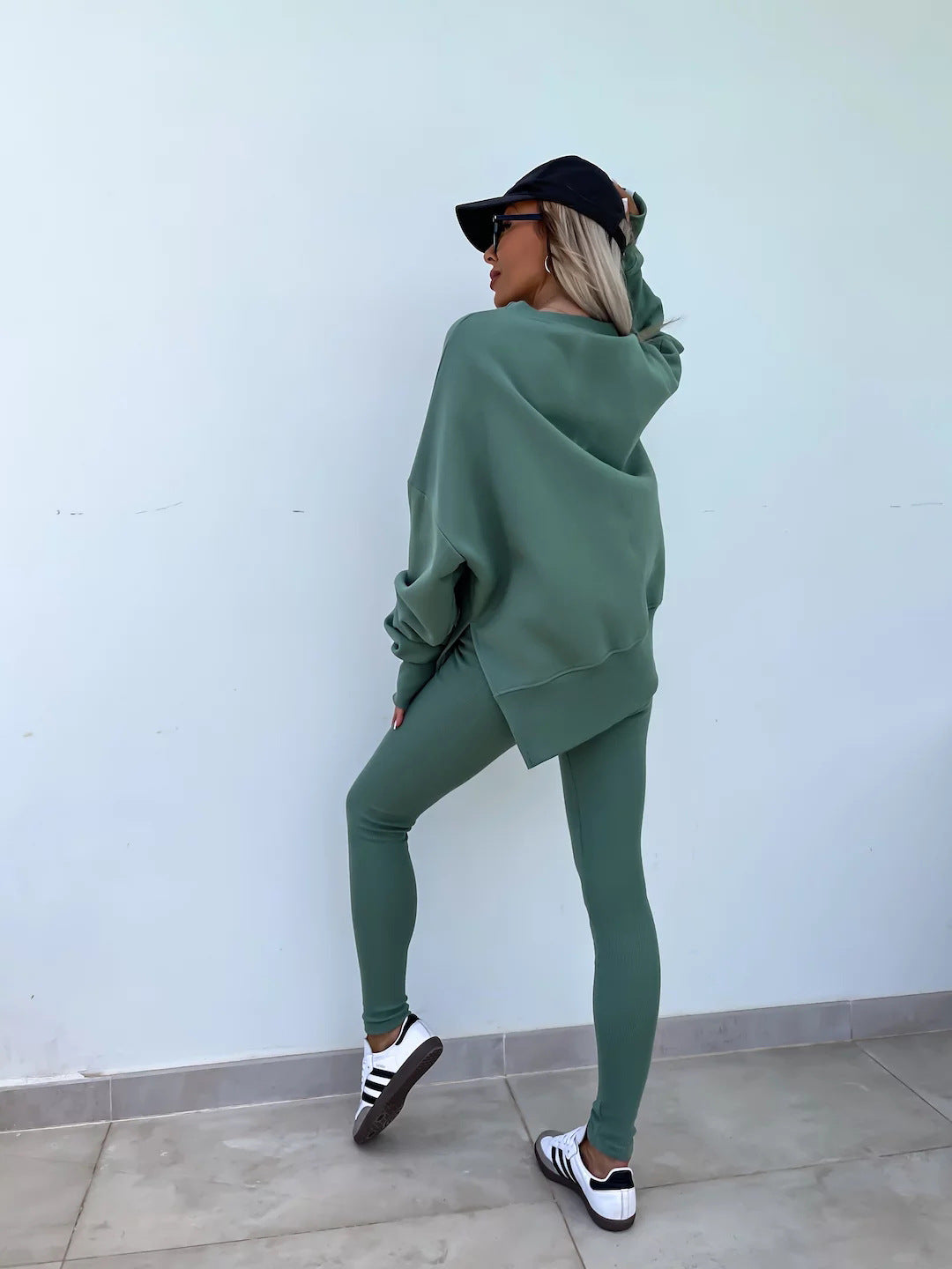 Casual Skinny Pants Loose Sweatshirt Set