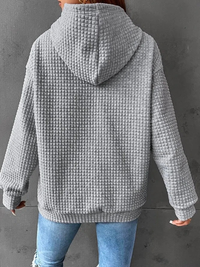 Waffle Neck Long Sleeve Sweatshirt