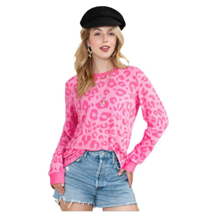 Printed Round Neck Loose Sweatshirt