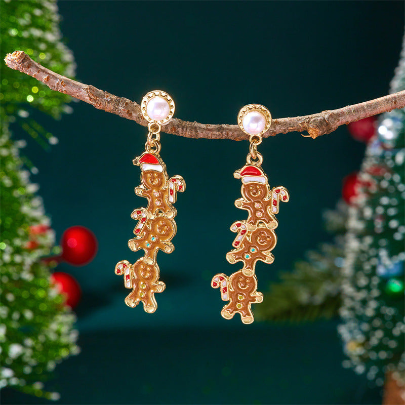 Christmas Tree Gingerbread Man Fashionable Cute Versatile Earrings