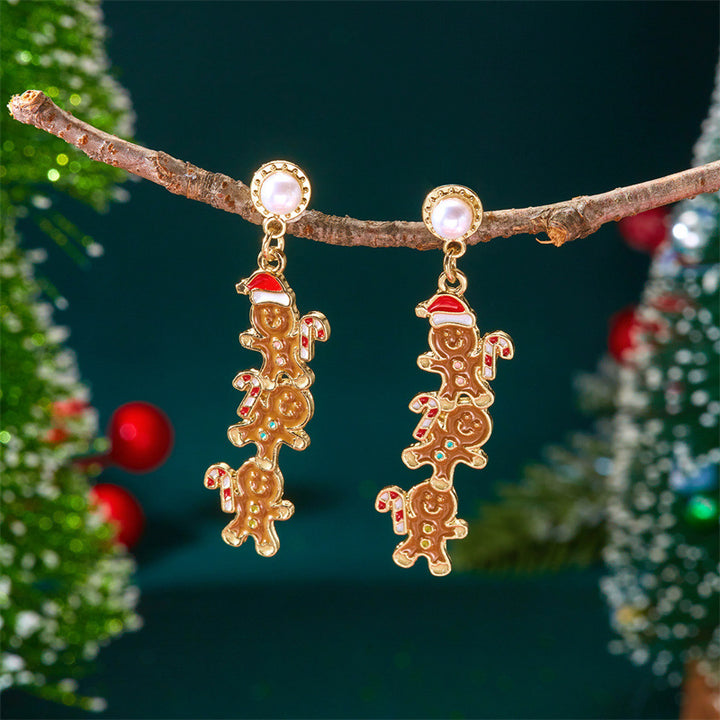 Christmas Tree Gingerbread Man Fashionable Cute Versatile Earrings