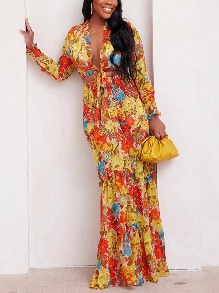 Floral Print Set Orange / M
