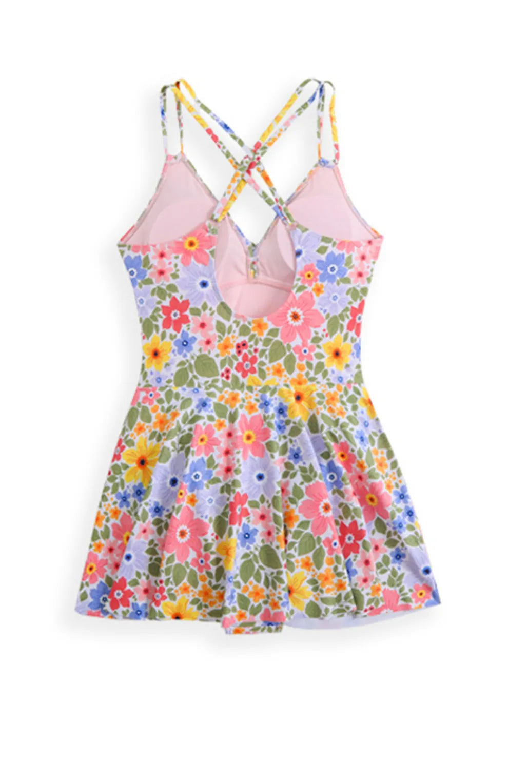 Twist Front Crossover Skirted One-Piece Swimsuit