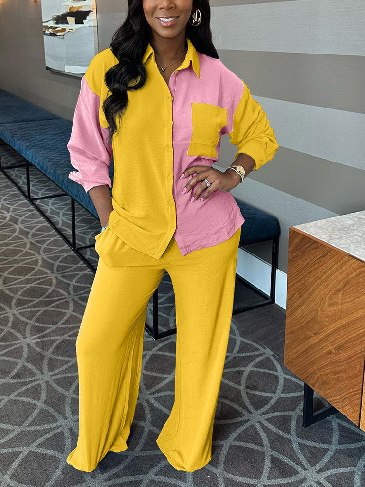 Casual Colorblock Set Yellow / 2XL