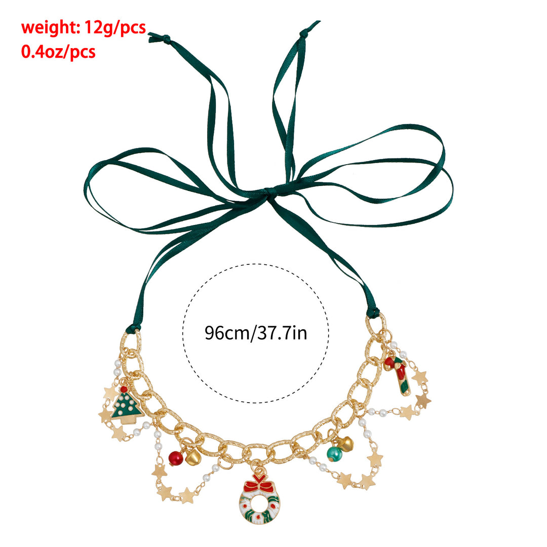 Christmas Ribbon Braided Fashion Party Necklace & Bracelet