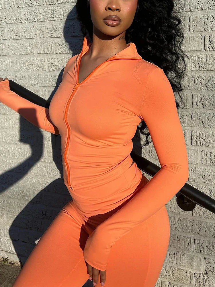 Sculpt Jacket & Flare Pants Set With Headband