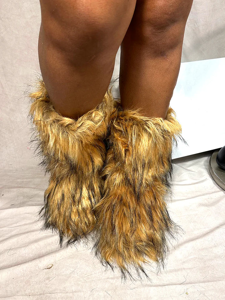 Fluffy Faux Fur Mid-Calf Booties