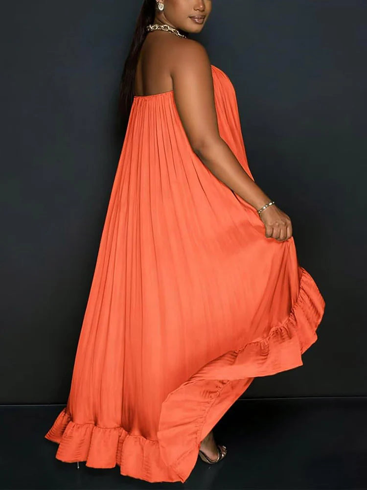 Strapless Ruffle High-Low Dress