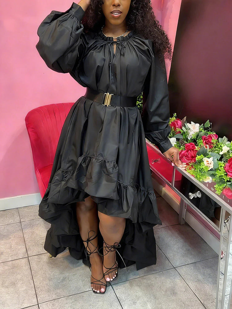 High-Low Ruffle Flowy Dress