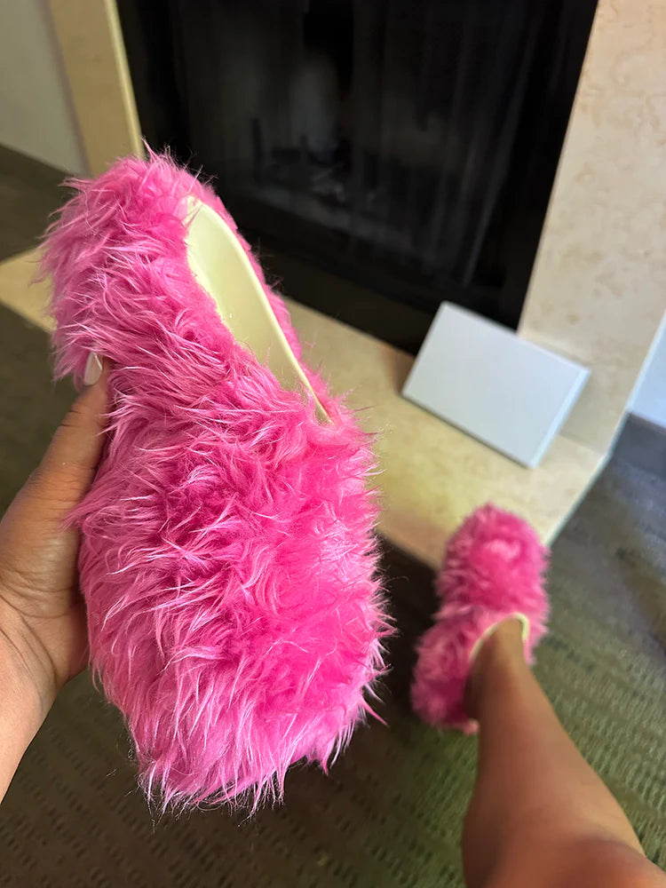 Soft Faux Fur Slides
