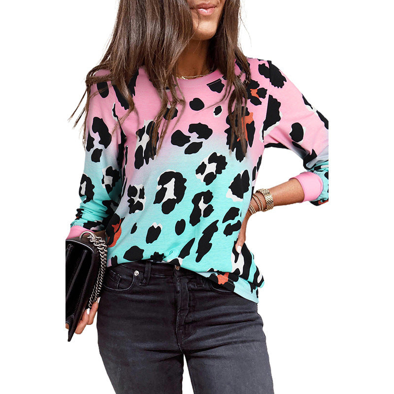Printed Round Neck Loose Sweatshirt
