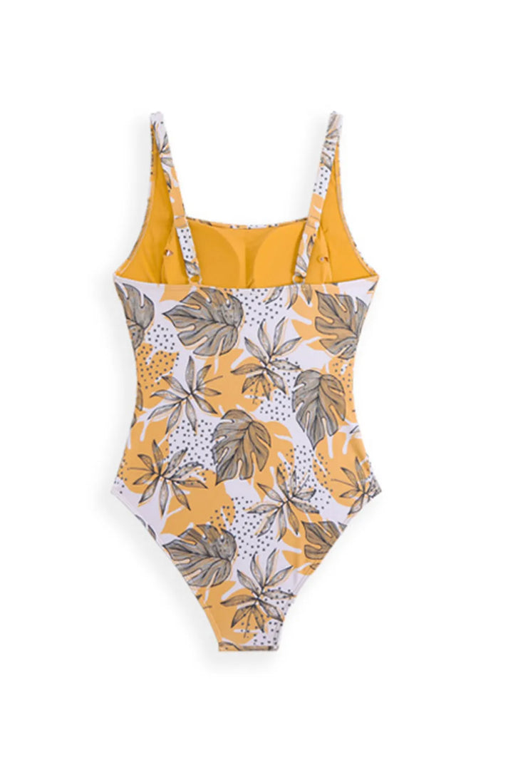 Floral One-Piece Swimsuit with Sarong