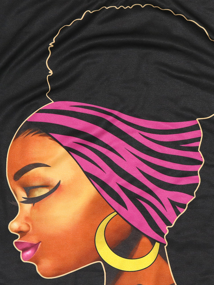 Print Crop Top Slit Skirt Set Purple / XL