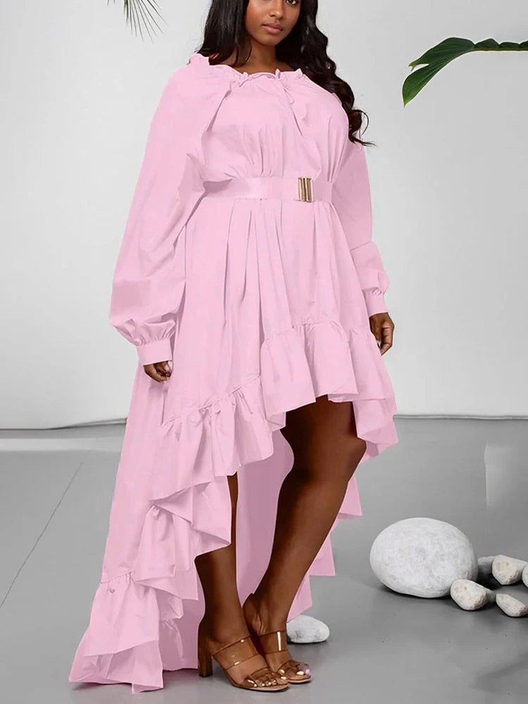 High-Low Ruffle Flowy Dress