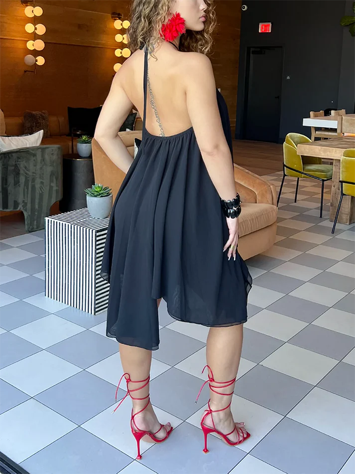Halter Flowy Mini Dress
