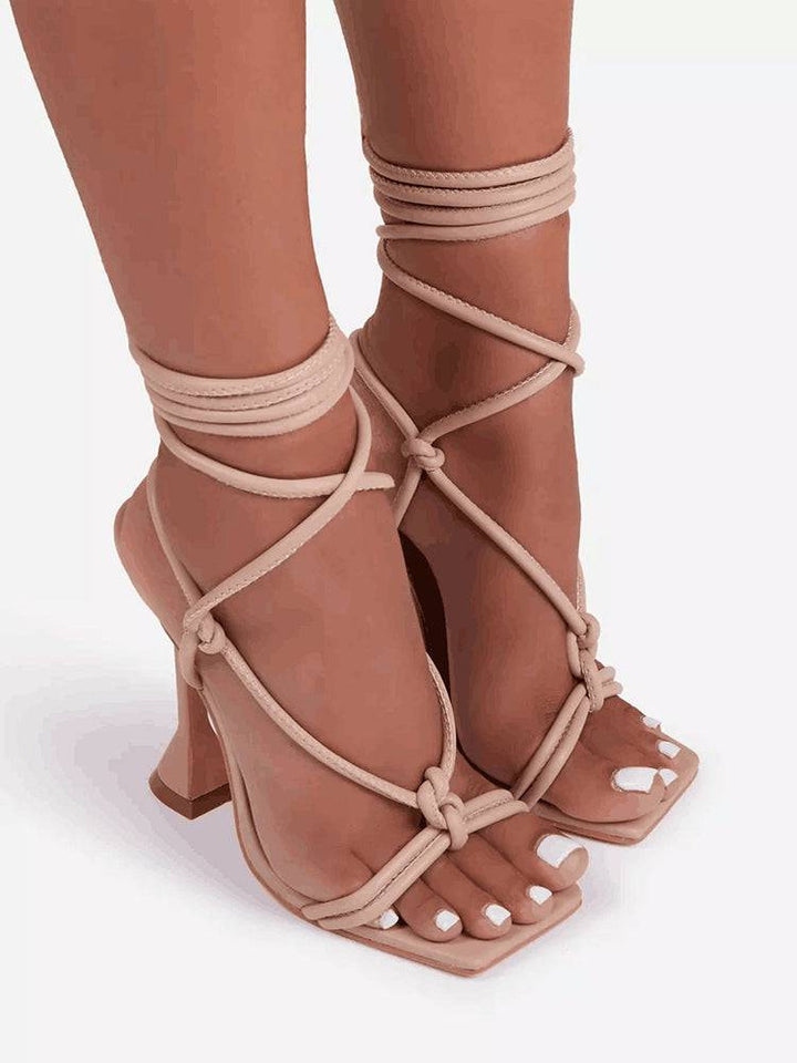 Knot Strap Lace-Up Sandals