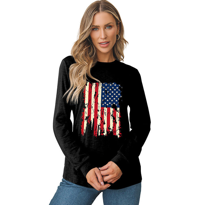 Printed Round Neck Loose Sweatshirt