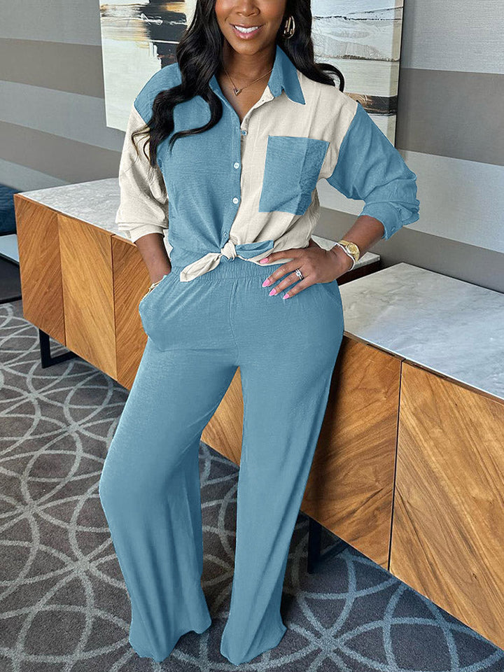 Casual Colorblock Set Blue / 2XL