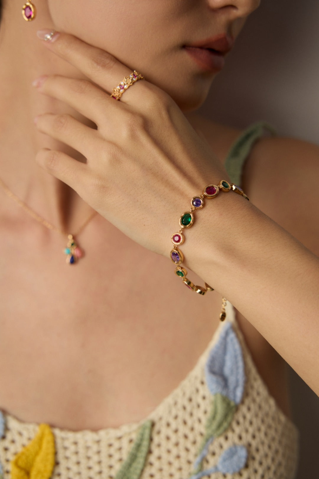 Colorful Zirconia Palace Collection Bracelet Earrings