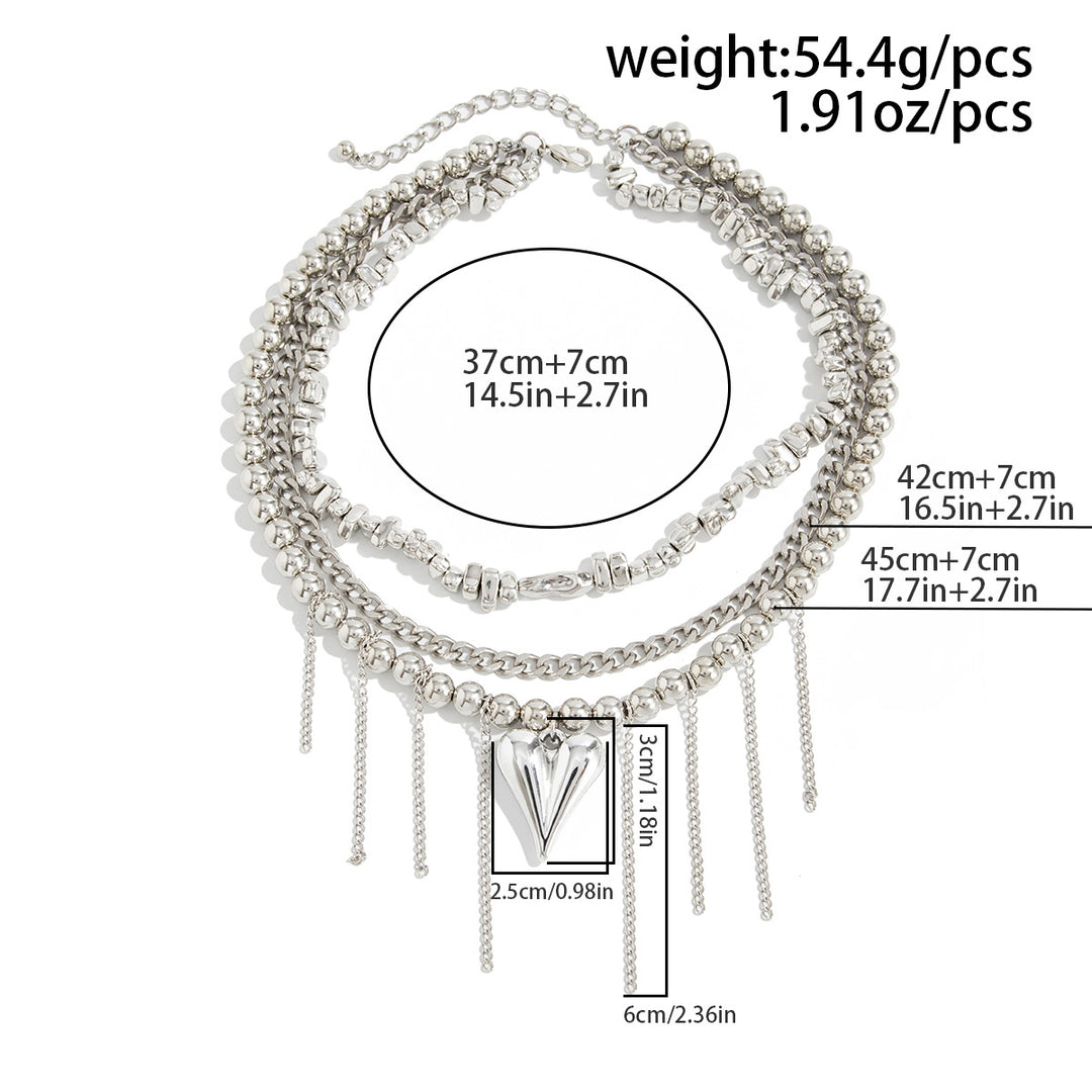 Beaded Fringe Heart Pendant Women's Necklace