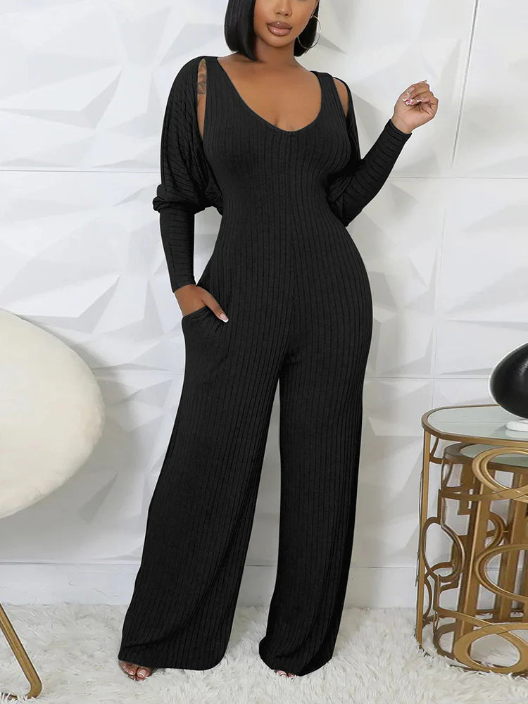 Ribbed Bolero & Jumpsuit Sets