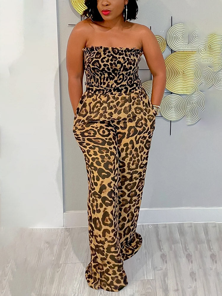 Leopard Backless Jumpsuit Leoaprd / S