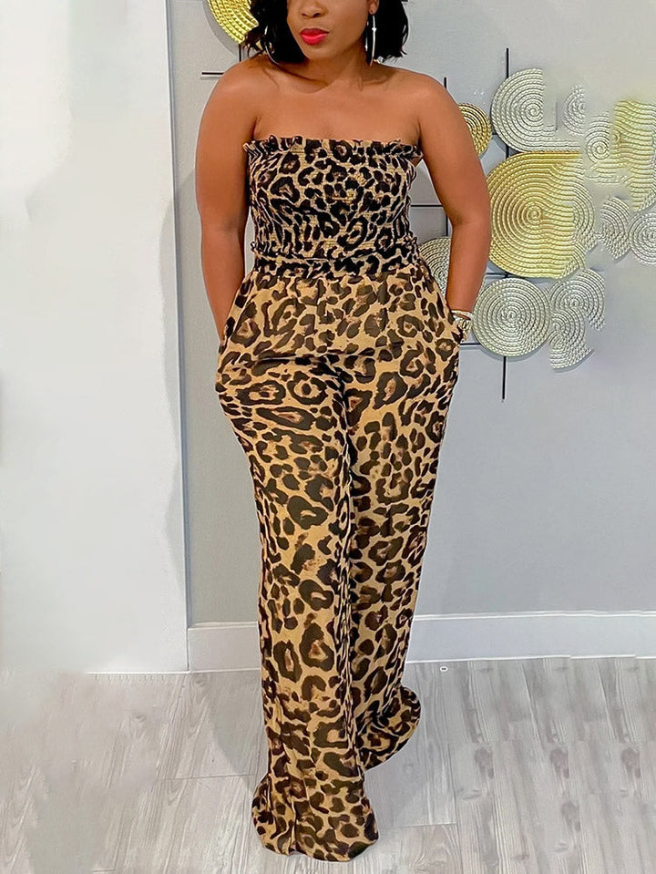 Leopard Backless Jumpsuit Leoaprd / S