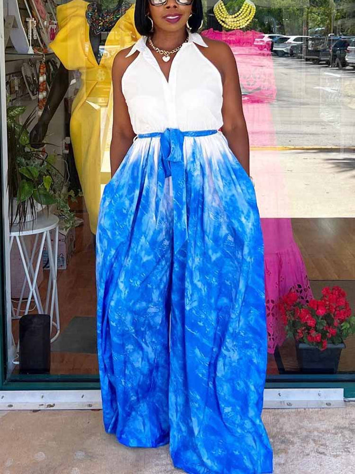 Sleeveless Ombre Jumpsuit Blue / 2XL