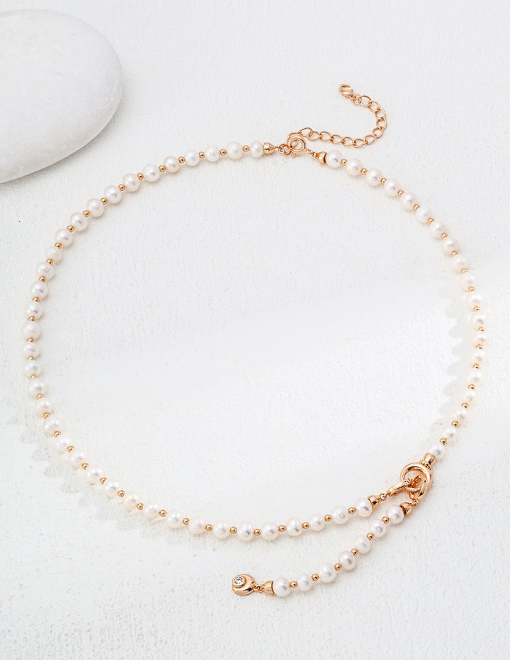Natural Pearl Zirconia Vintage Necklace