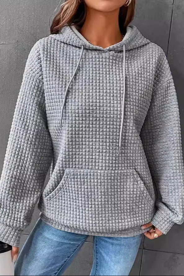 Waffle Neck Long Sleeve Sweatshirt