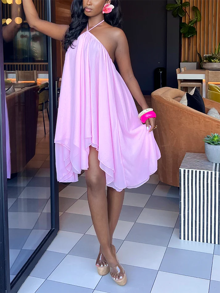 Halter Flowy Mini Dress