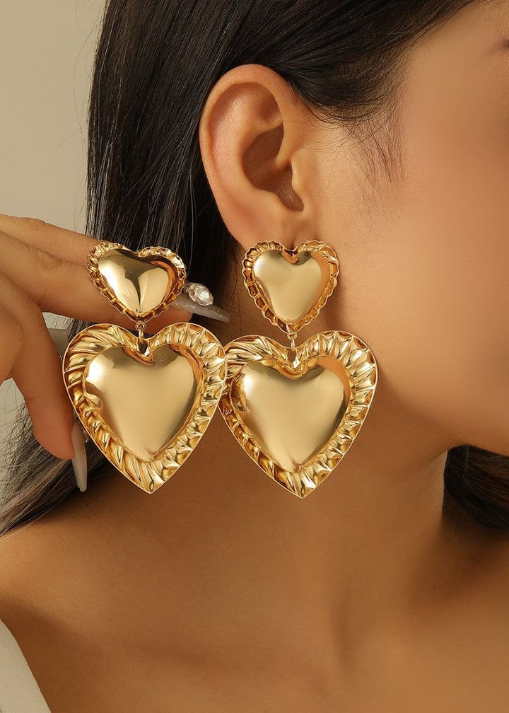Heart-Shaped Teardrop Vintage Metal Earrings