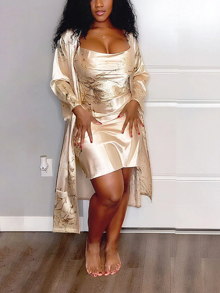4-Piece Satin Nightdress Loungewear And Robe Set
