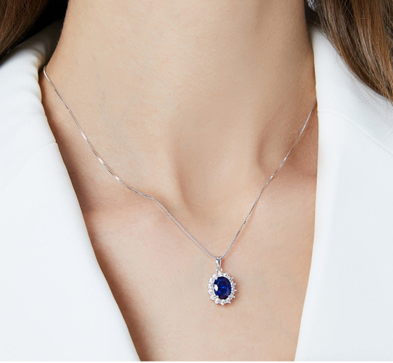 Light Luxury Sapphire Pendant Necklace