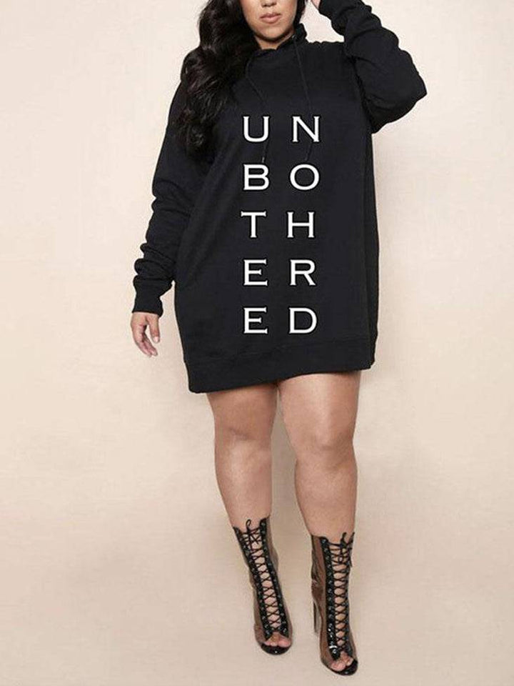 Letter Print Hoodie Dress Army Green / 2XL