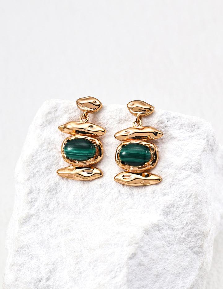 Vintage Natural Malachite Earrings