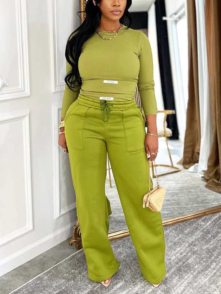 Cropped Top & Wide Joggers Set