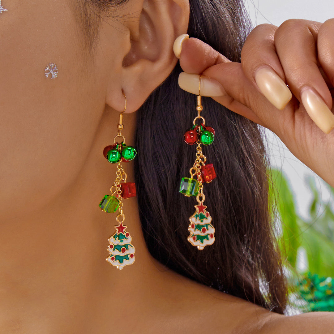 Christmas Tree Versatile Snowflake Bell Tassel Earrings