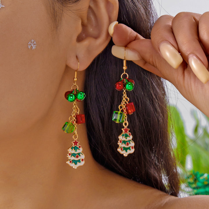 Christmas Tree Versatile Snowflake Bell Tassel Earrings