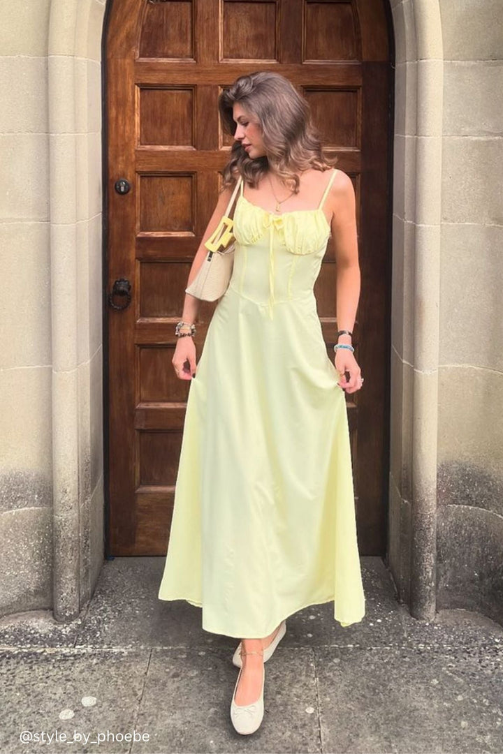 Tie-up Corset A-line Cami Dress Yellow · S