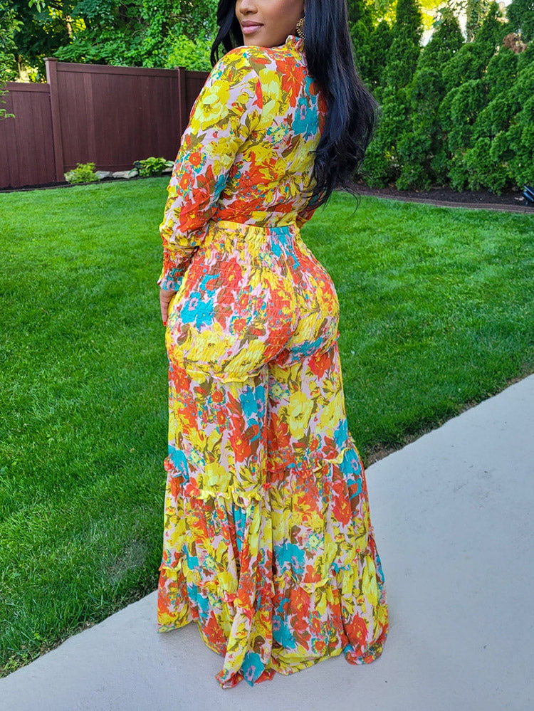 Floral Print Set Orange / 2XL