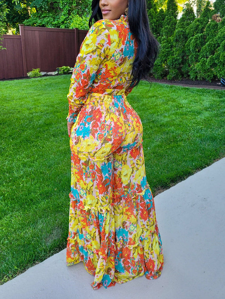 Floral Print Set Orange / 2XL