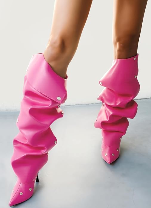 Metal Rivet Denim Patchwork Boots