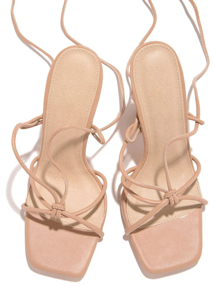 Knot Strap Lace-Up Sandals