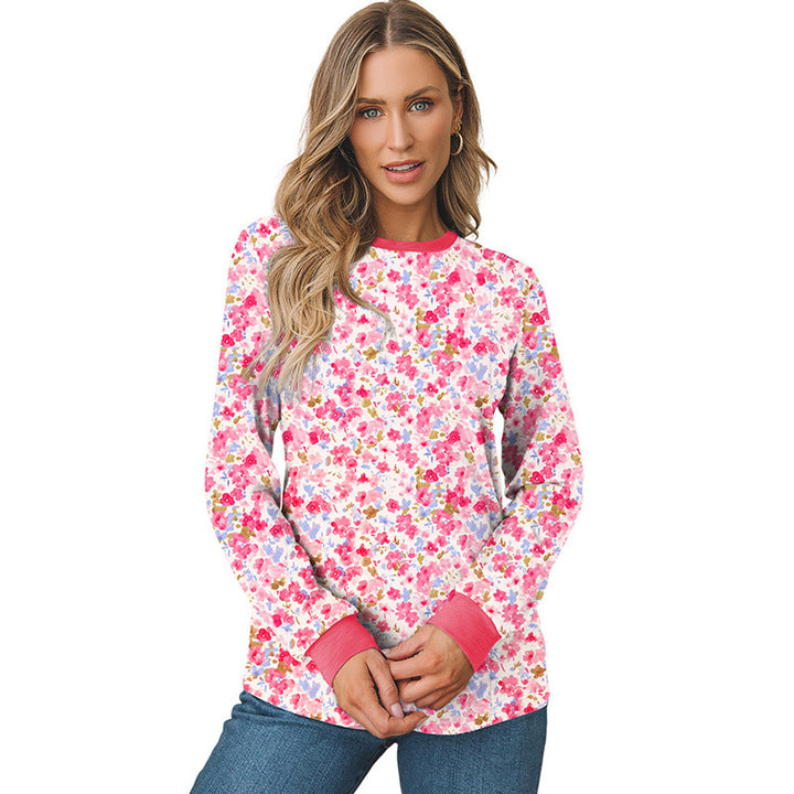 Printed Round Neck Loose Sweatshirt