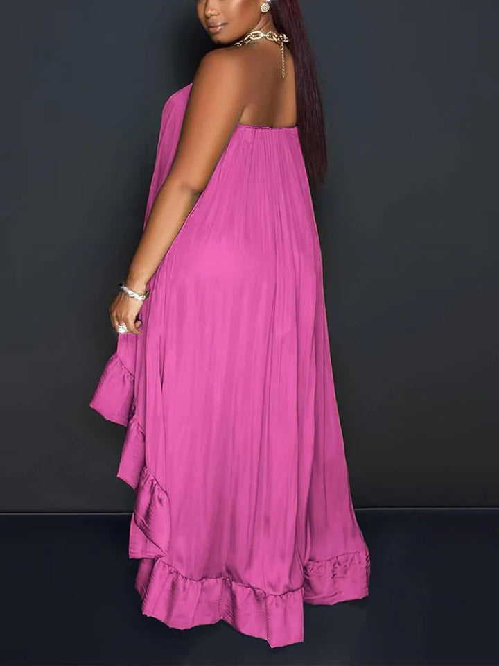 Strapless Ruffle High-Low Dress