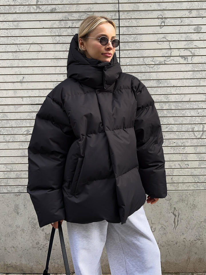 Loose Solid-Color Hooded Cotton Jacket